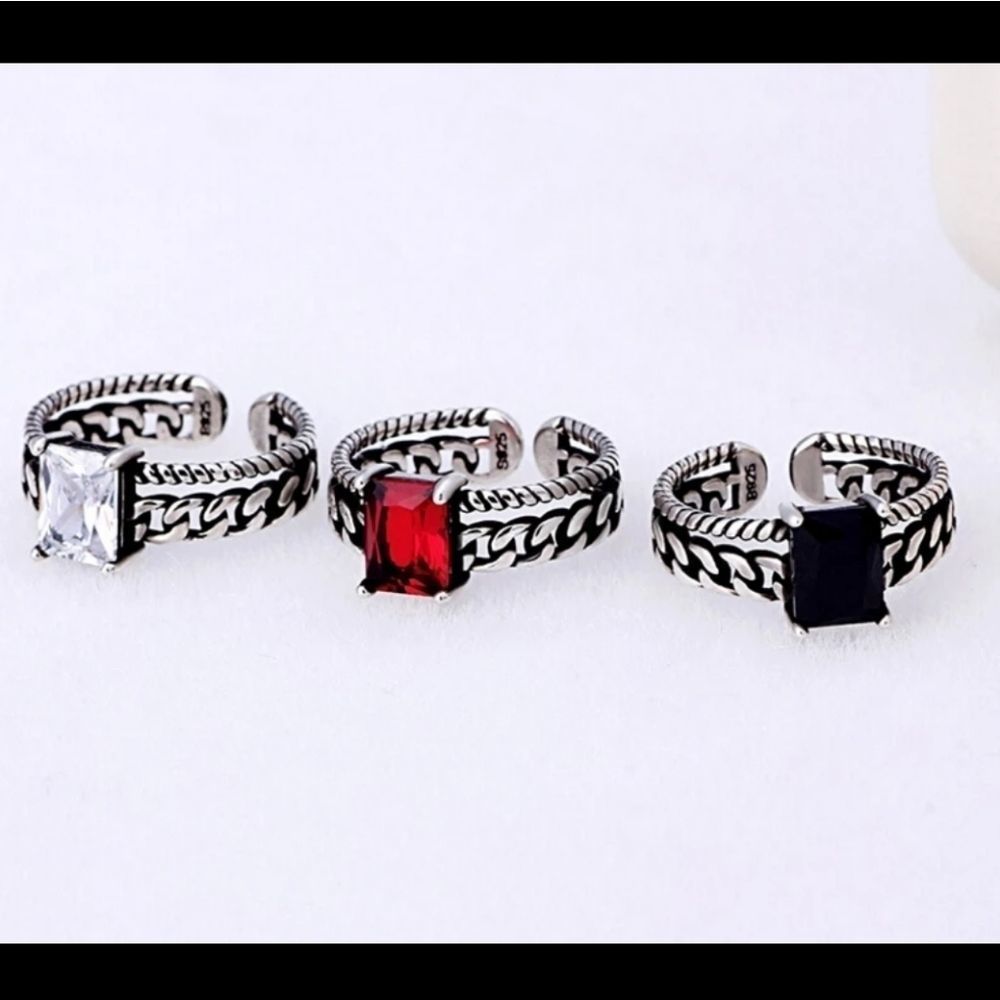 Chunky Vintage Look Sterling Silver Open Ring